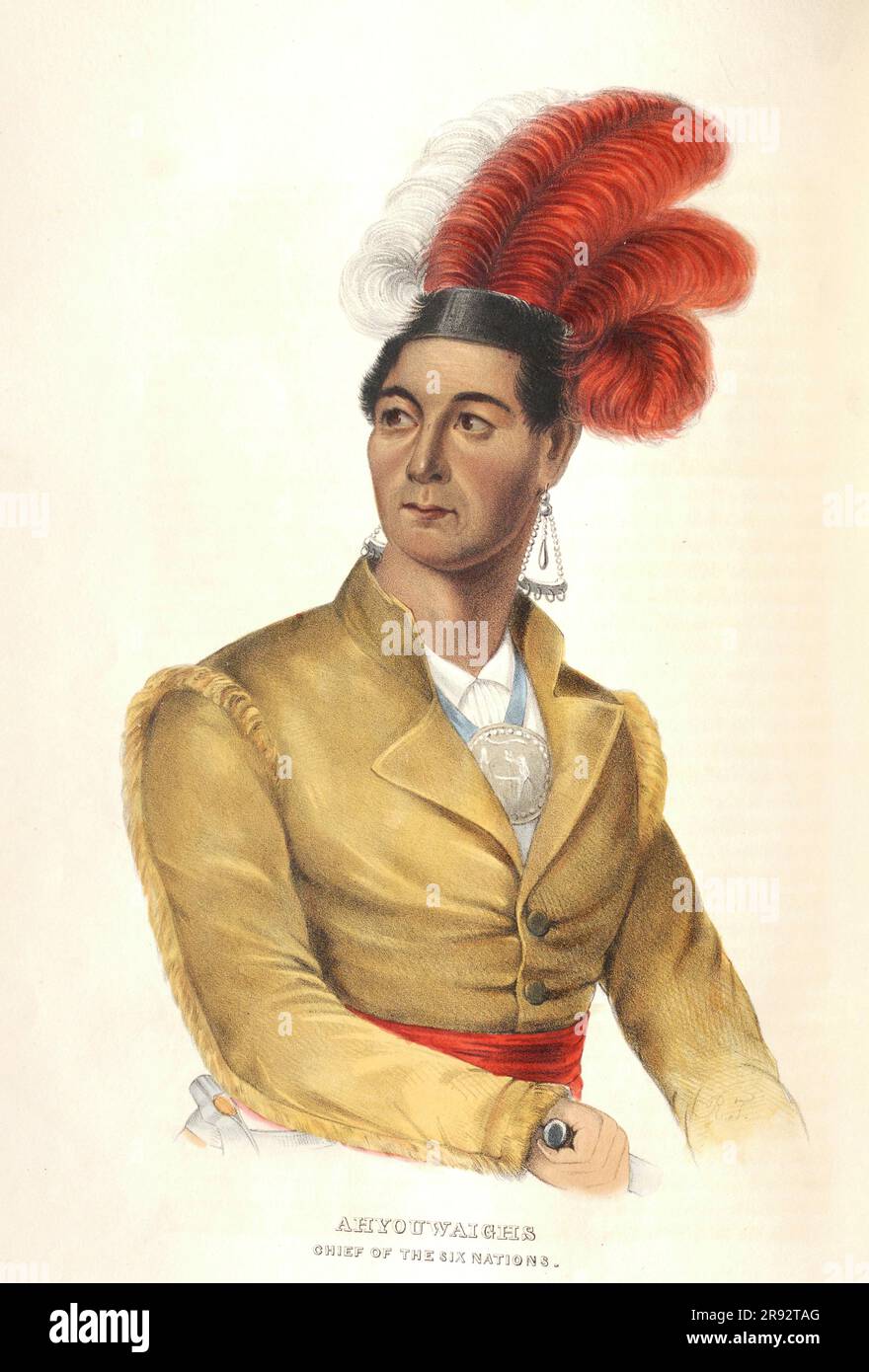Ahyouwaighs (1794-1832), Chief of the Mohawks, and member of the Legislative Assembly of Upper Canada. Illustration. Stock Photo