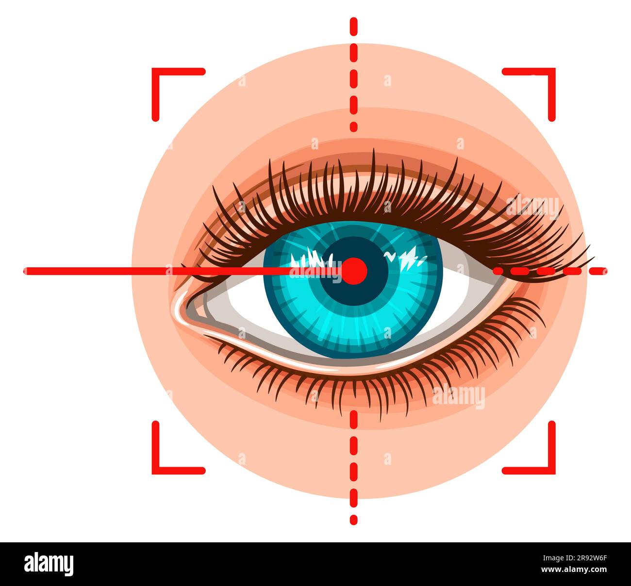 Laser eye surgery, vision correction medical procedure, sight focus, ophthalmology treatment clinic icon. Eyesight diagnostic test. Retina scan vector Stock Vector