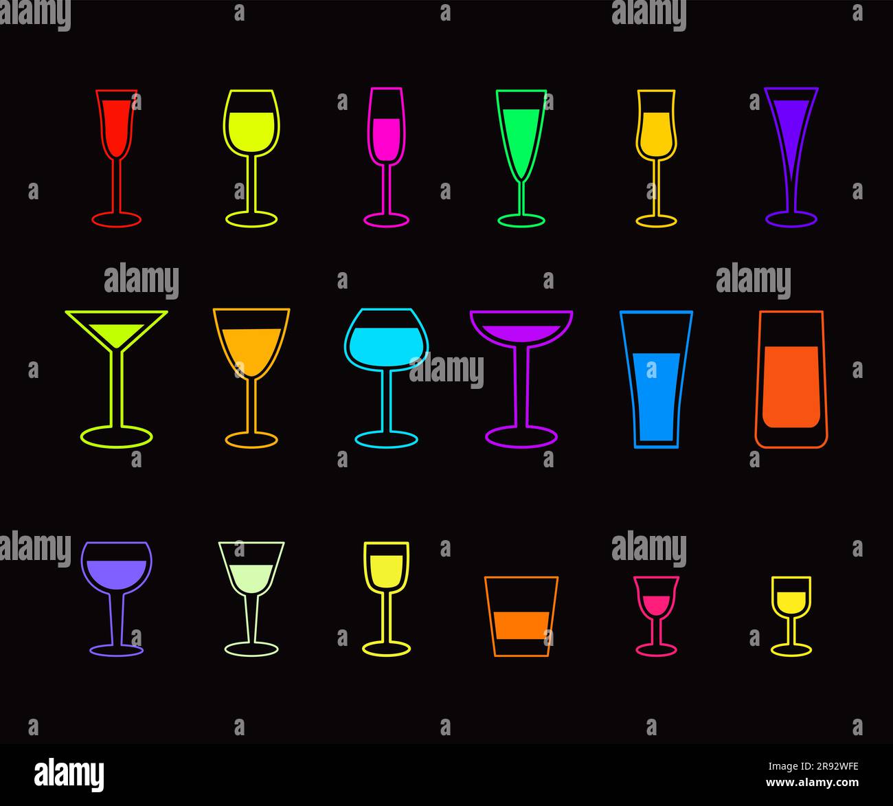 https://c8.alamy.com/comp/2R92WFE/neon-colored-different-glasses-of-cocktails-alcohol-drink-champagne-line-icon-set-vector-illustration-isolated-on-black-background-2R92WFE.jpg