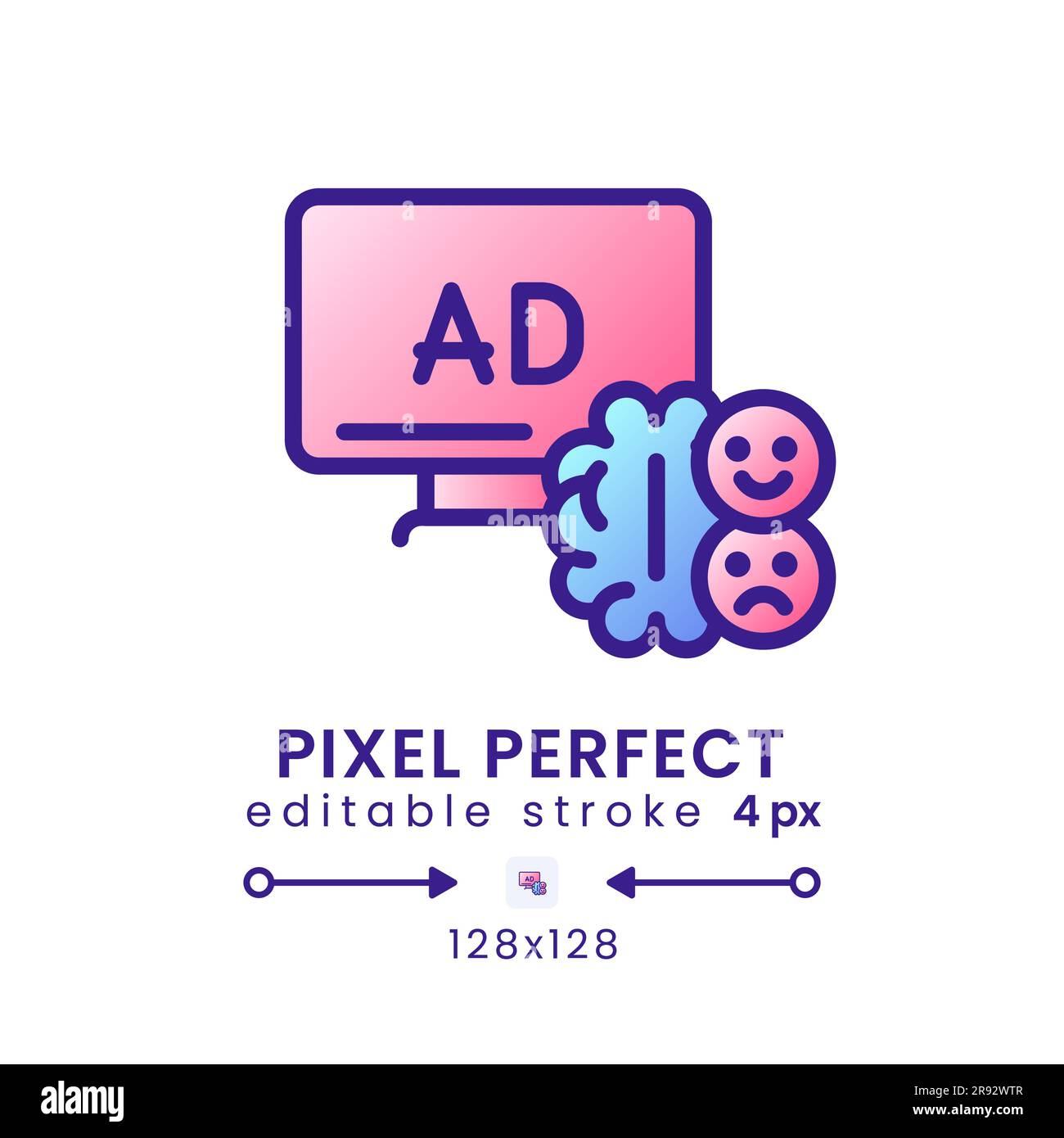 Neural engagement gradient fill desktop icon Stock Vector