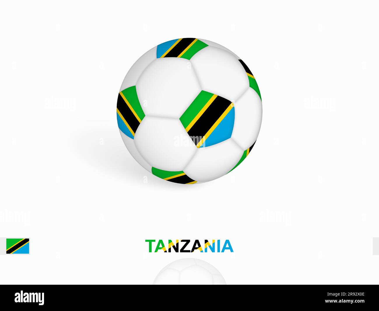 Soccer ball with the Tanzania flag, football sport equipment. Vector illustration. Stock Vector