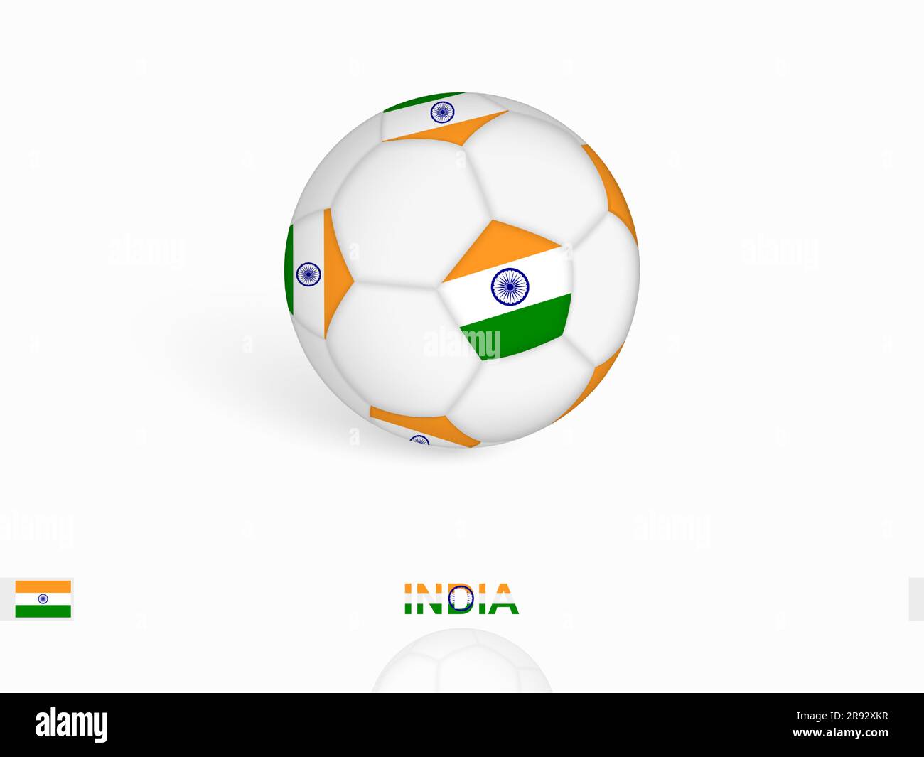 Soccer ball with the India flag, football sport equipment. Vector
