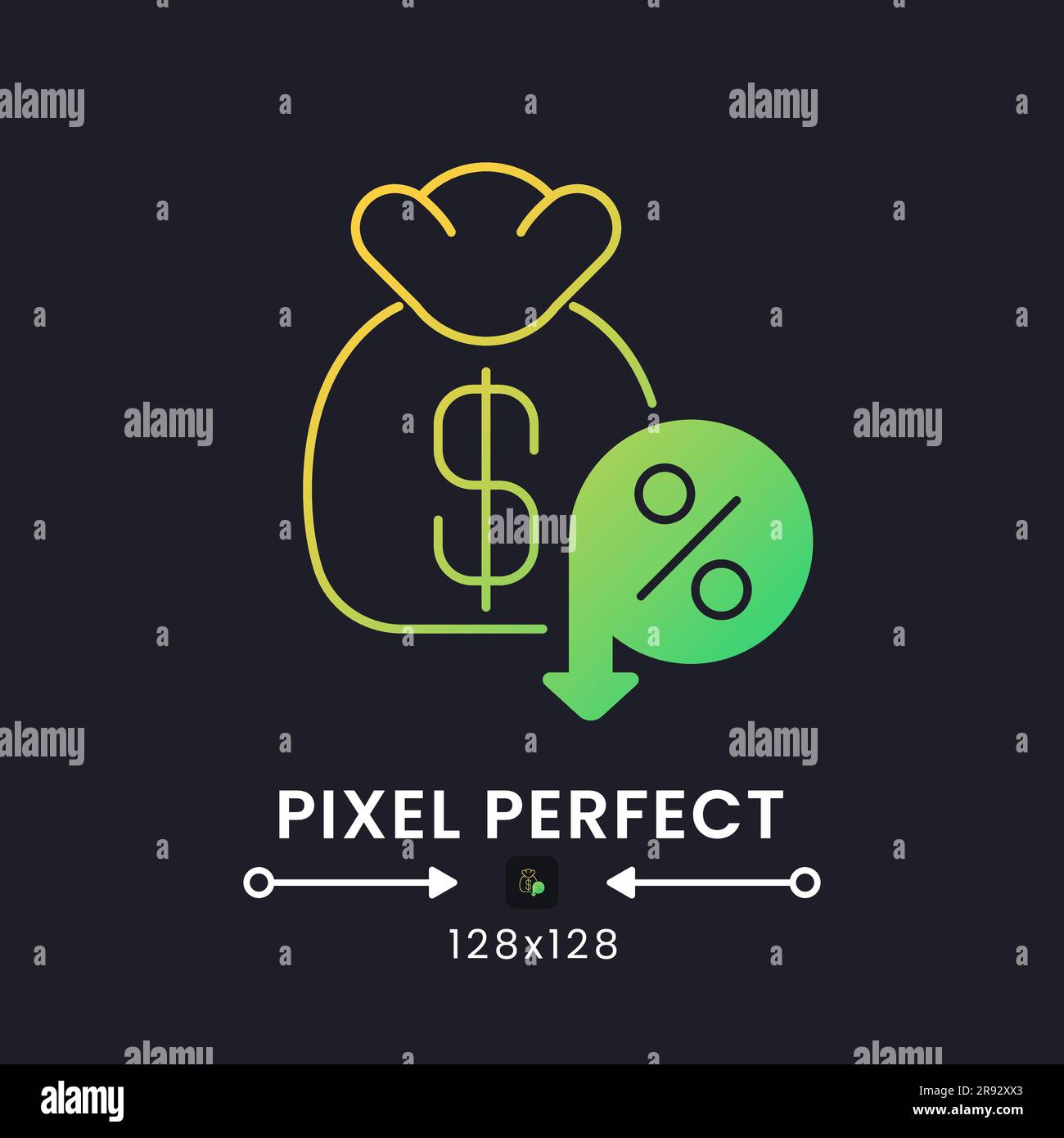 Tax Deductions yellow solid gradient desktop icon on black Stock Vector