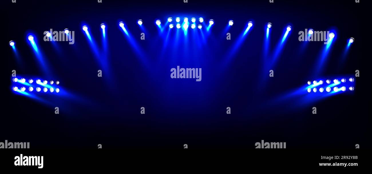 Spotlights on stadium for soccer or football games, sport arena or