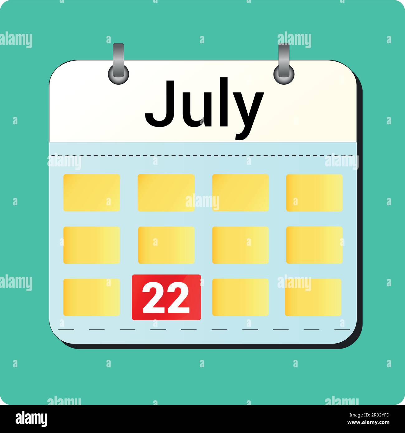 calendar vector drawing, date JULY 22 on the page Stock Vector