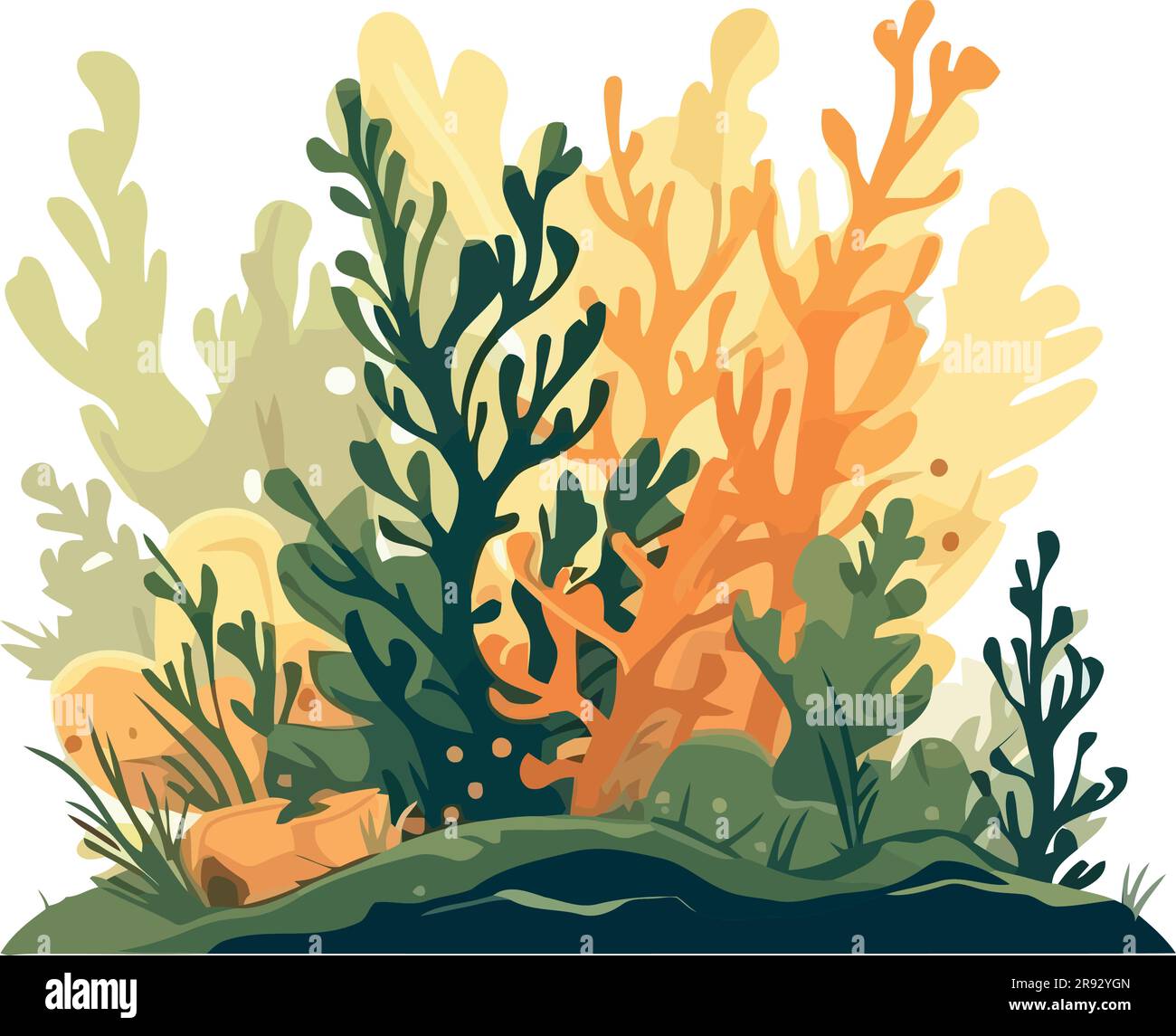 Underwater landscape with seaweed and coral reef Stock Vector Image ...