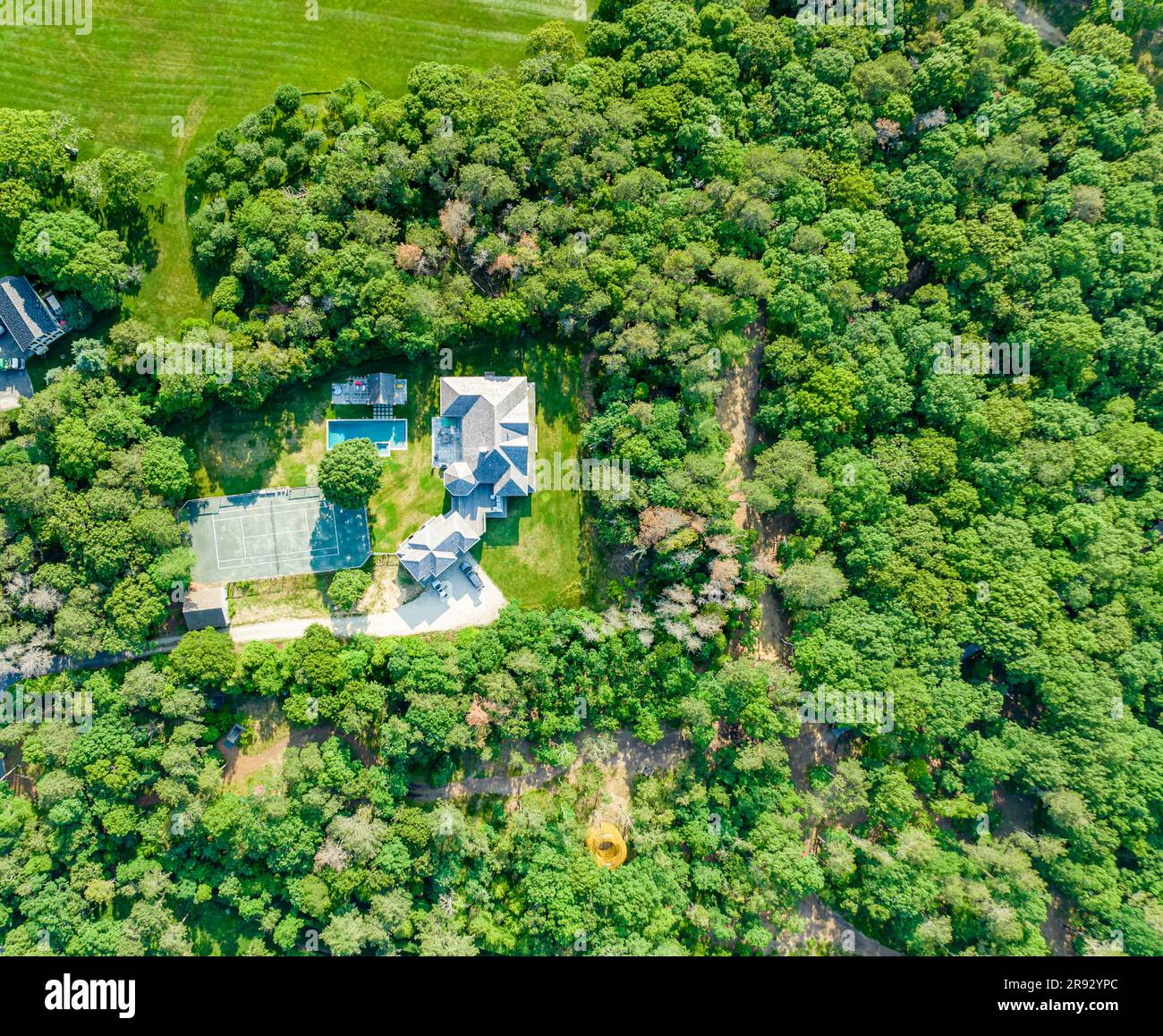 aerial view of an expensive amagansett estate Stock Photo