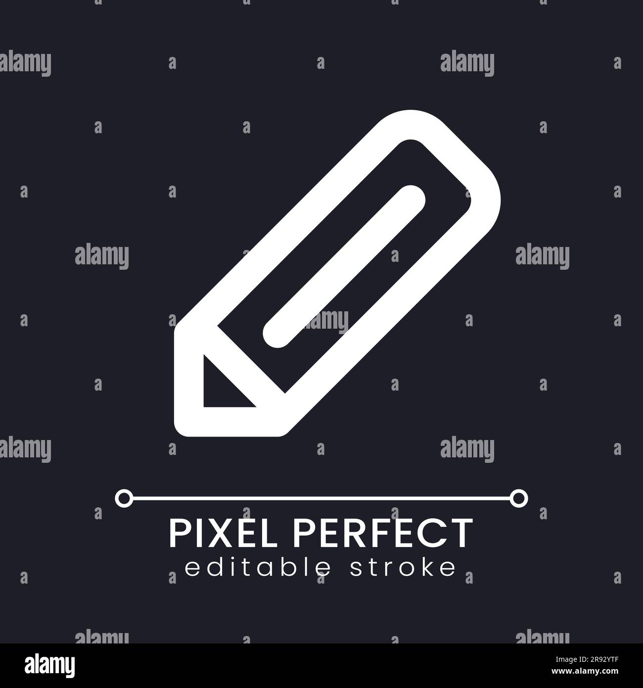 Pencil pixel perfect white linear ui icon for dark theme Stock Vector
