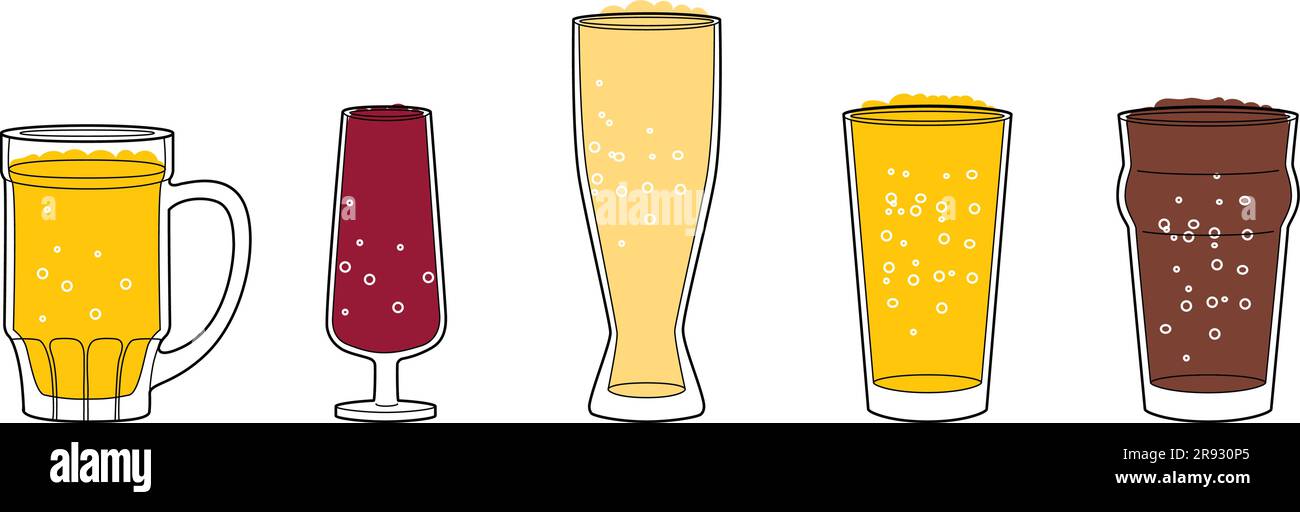 Vector line art set of alcohol glasses Stock Vector Image & Art - Alamy