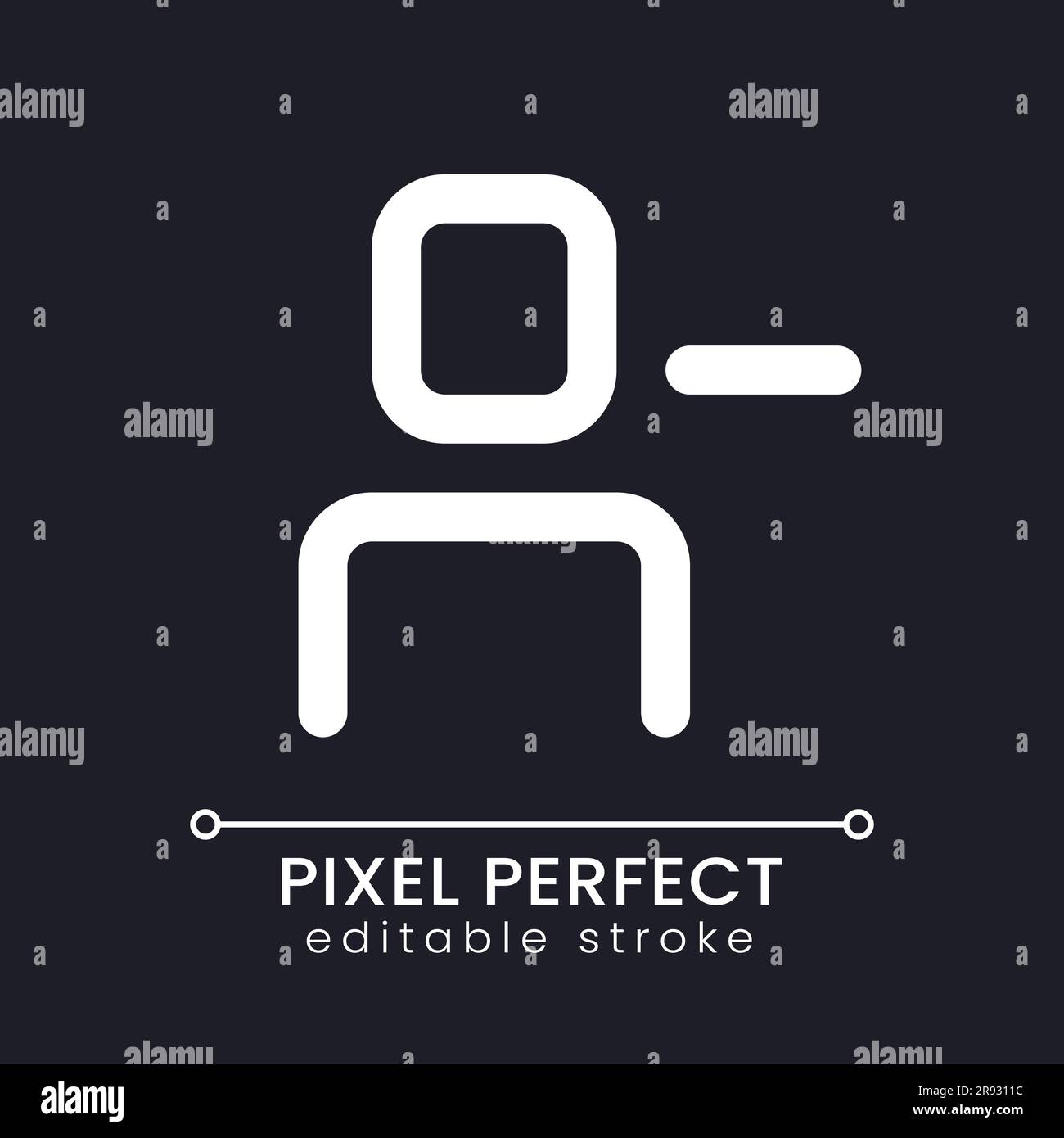 Remove user pixel perfect white linear ui icon for dark theme Stock Vector