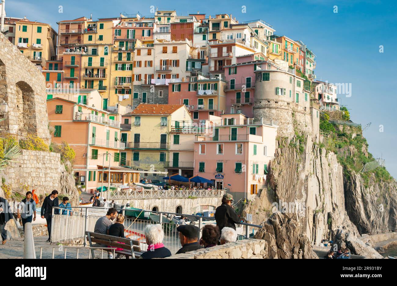 Manarola Italy April 25 2011; View of homes of Manarola ancient