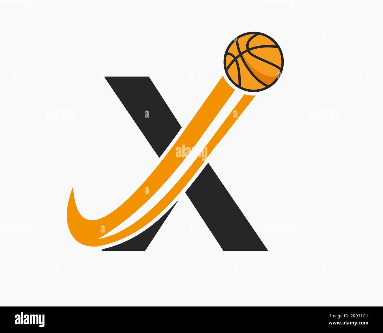 Initial Letter X Basketball Logo Concept With Moving Basketball Icon