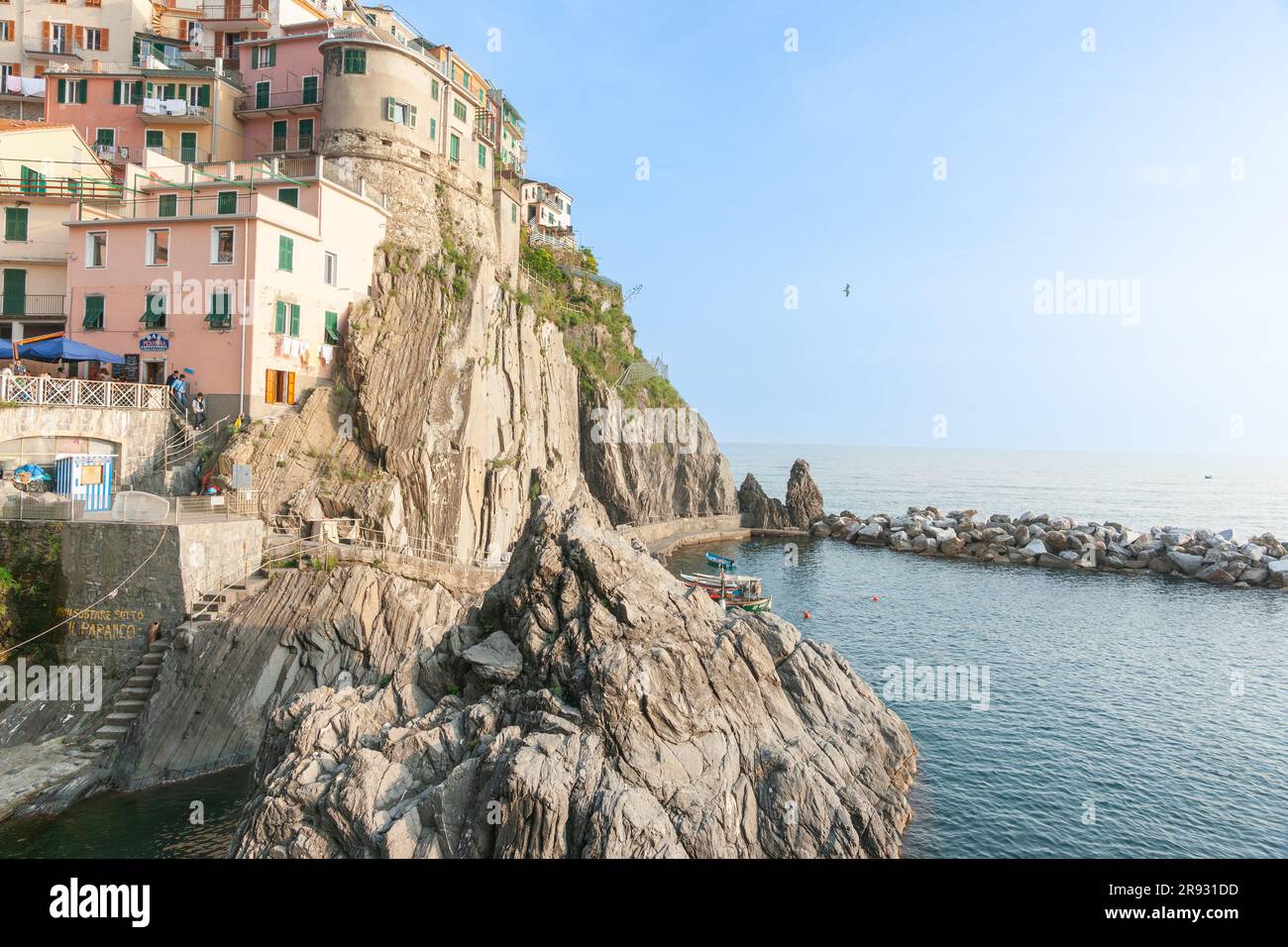 Manarola Italy April 25 2011; Homes of Manarola ancient fishing
