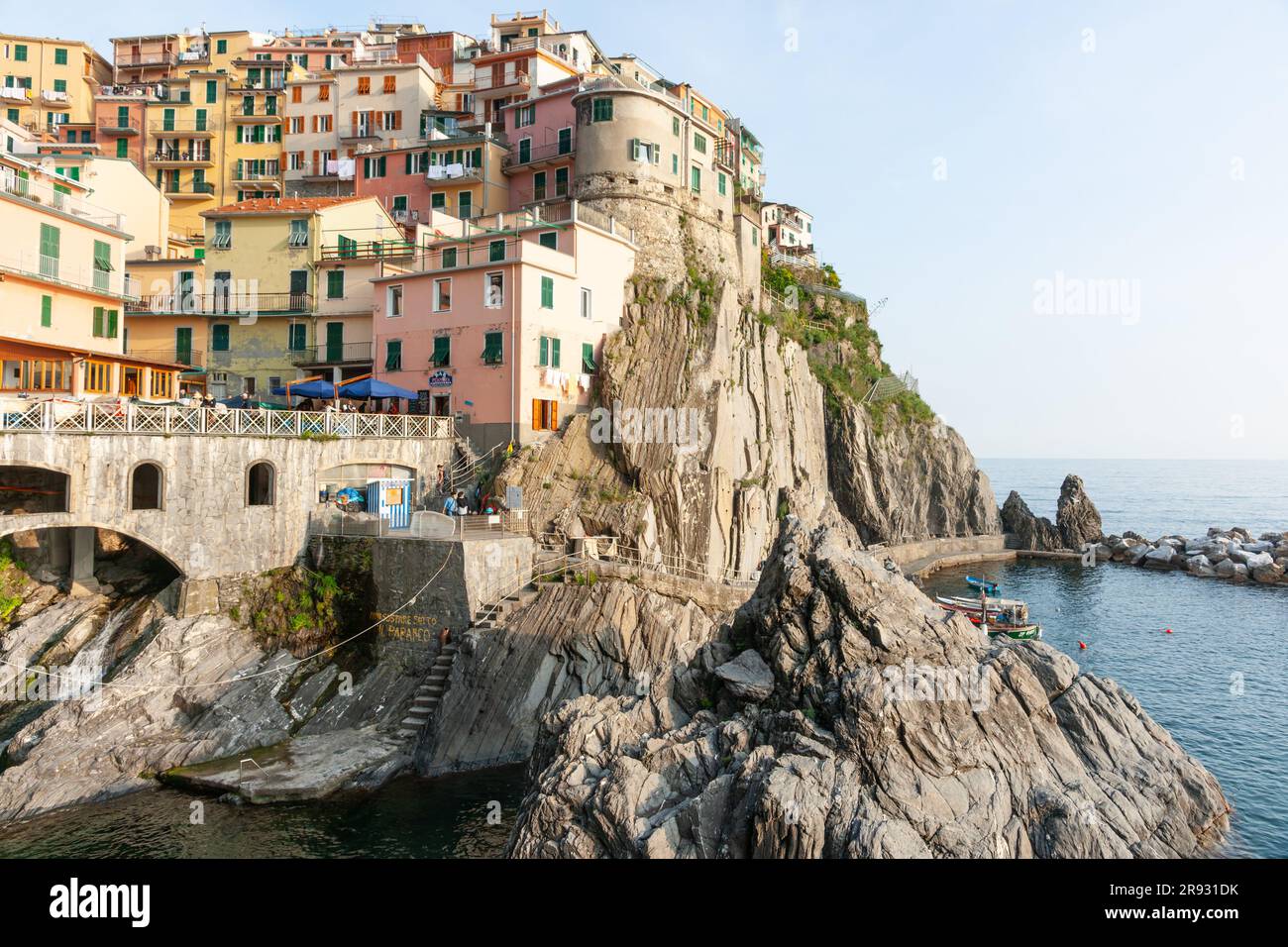 Manarola Italy April 25 2011; Homes of Manarola ancient fishing