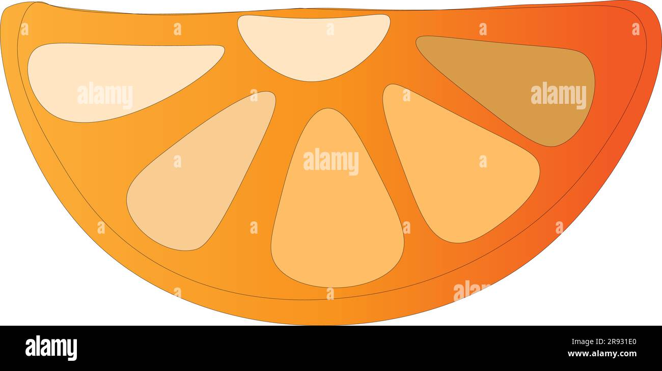 Slice of orange on a white background, children's drawing. Vector illustration Stock Vector