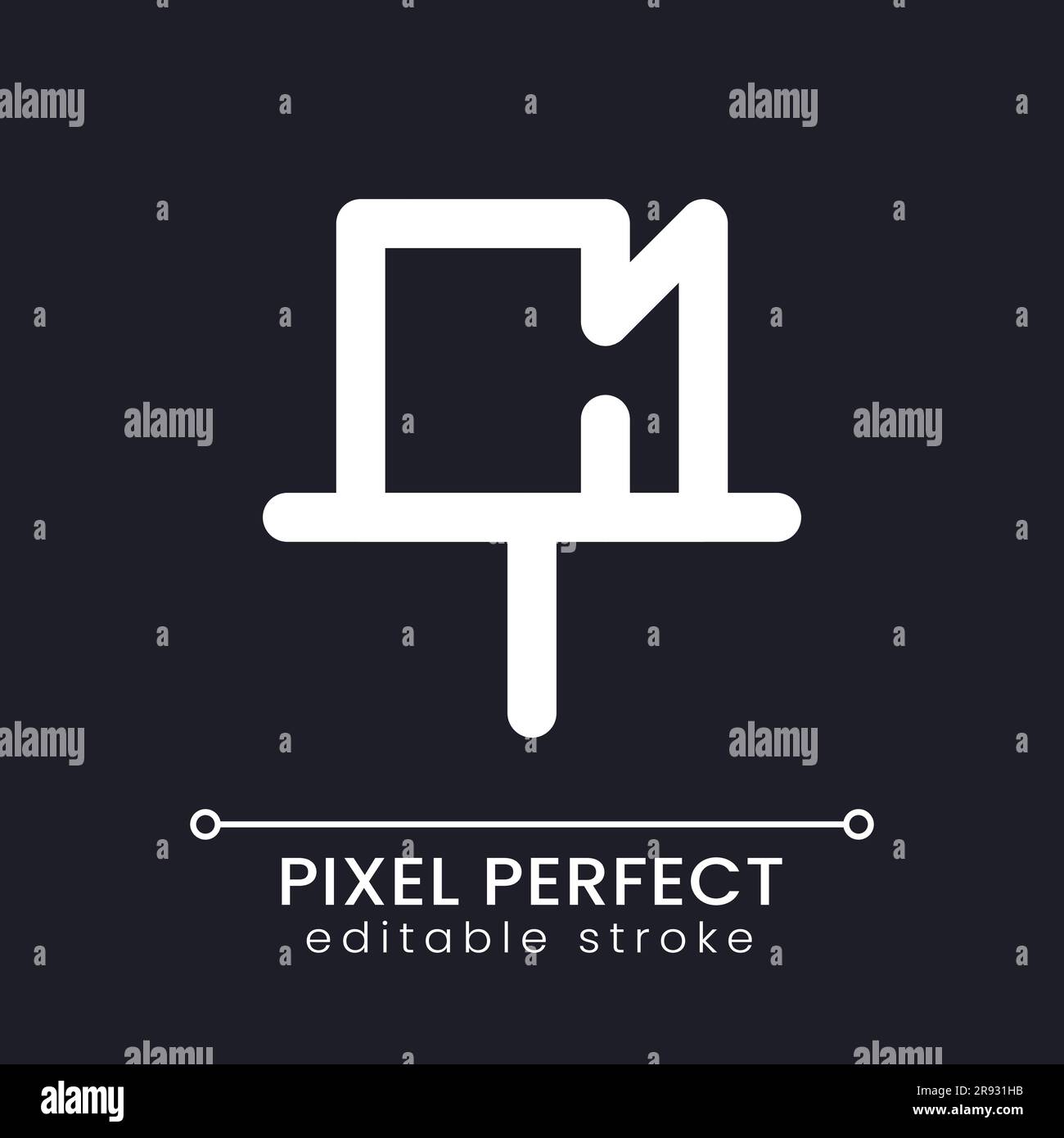 Attached message pixel perfect white linear ui icon for dark theme Stock Vector
