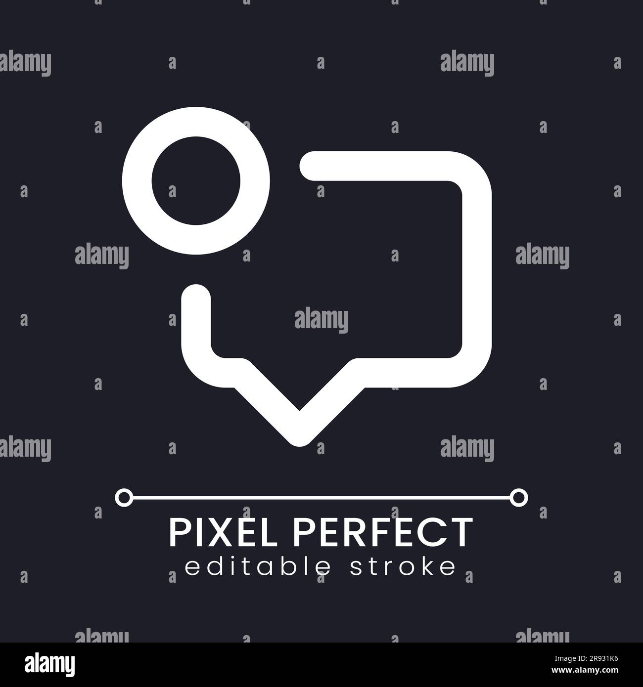 New message pixel perfect white linear ui icon for dark theme Stock Vector