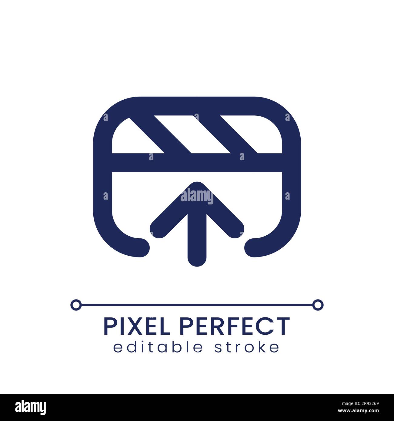 Export video file pixel perfect linear ui icon Stock Vector