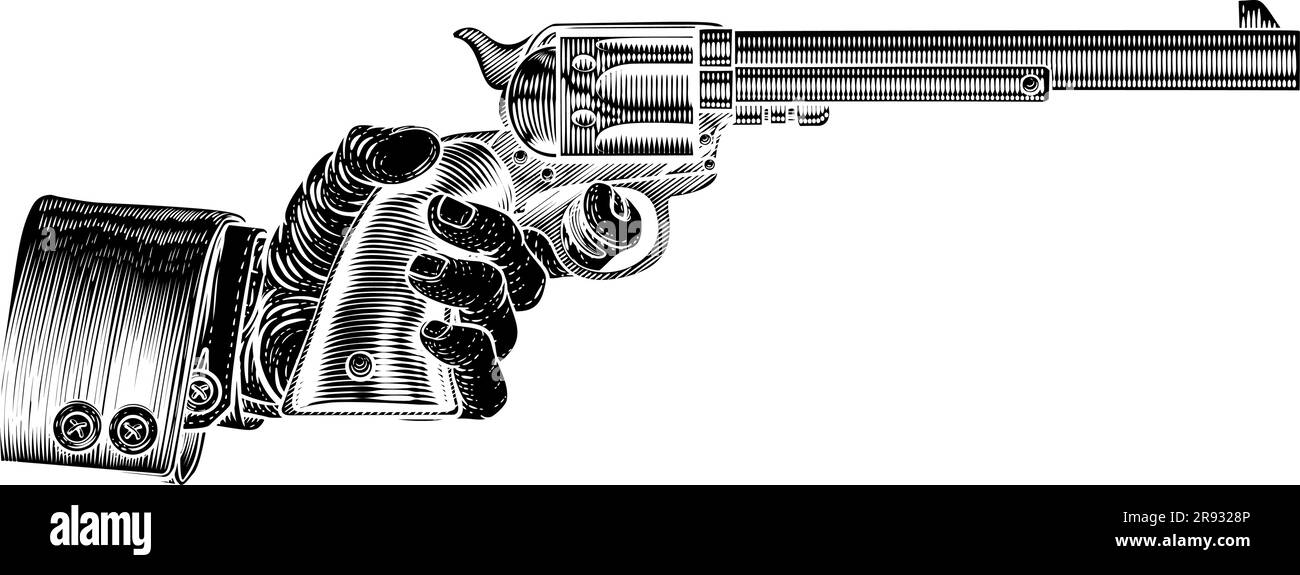 Business Suit Hand Western Cowboy Gun Pistol Stock Vector