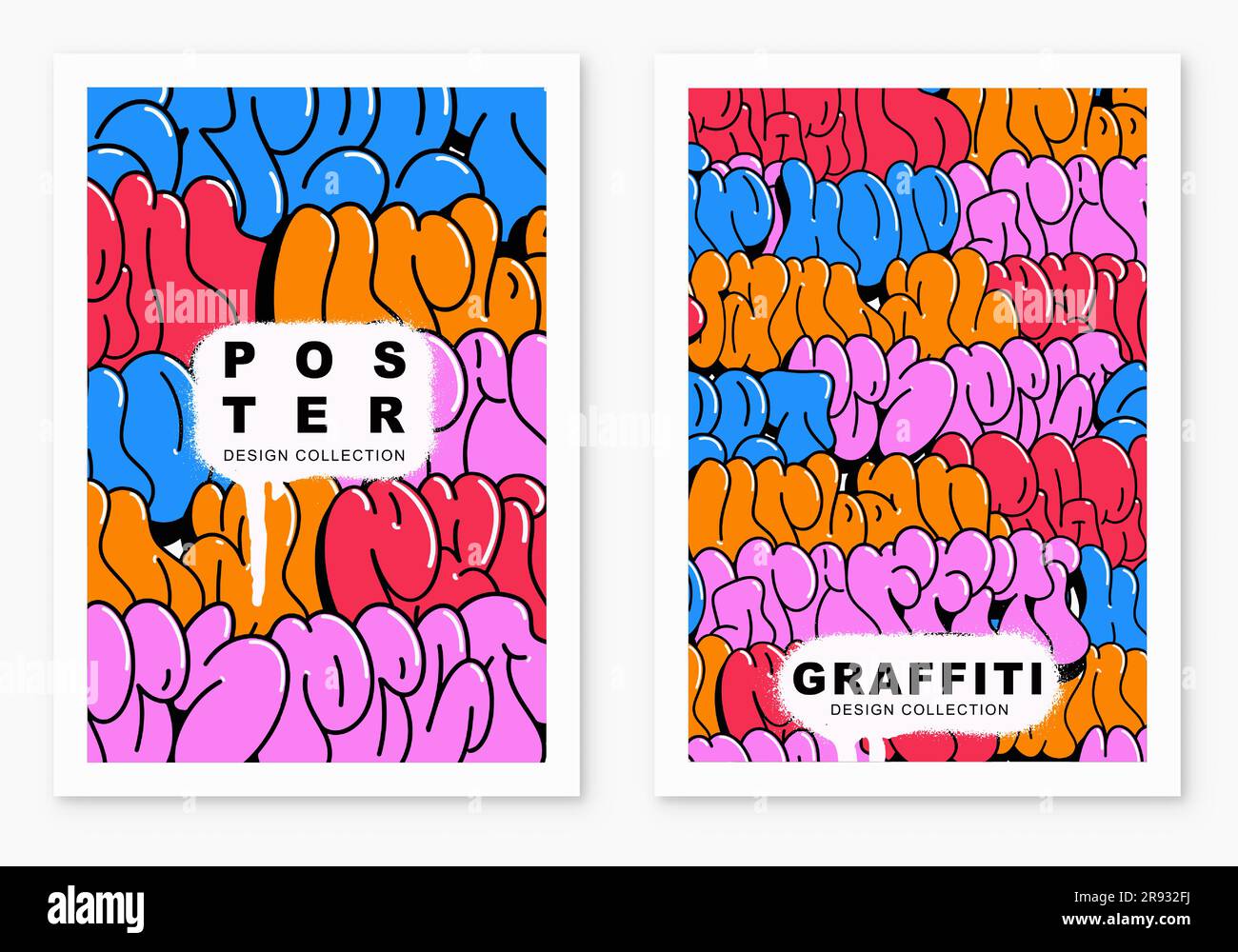 multicolored background, graffiti letters, bright colored inscriptions in the style of graffiti street art Stock Vector