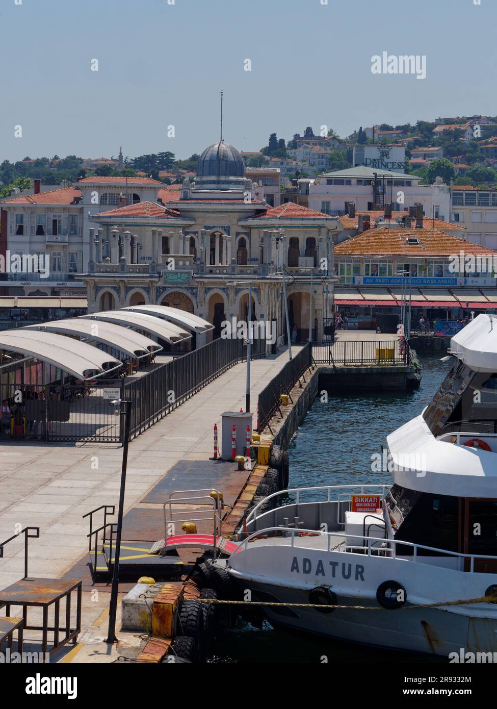 Passenger Ferry in the port of Adalar on Büyükada Island, Princess Islands, Sea of Marmara, near Istanbul, Turkey. Stock Photo