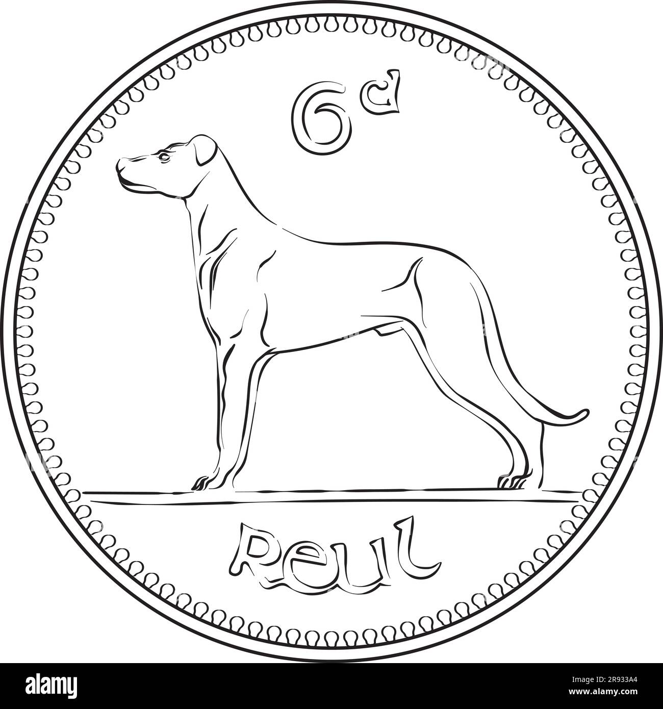 Irish money pre decimal silver sixpence coin with wolfhound on reverse