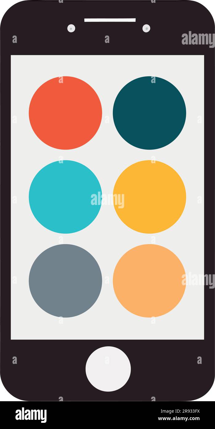 Multicolored circles on a phone over white Stock Vector