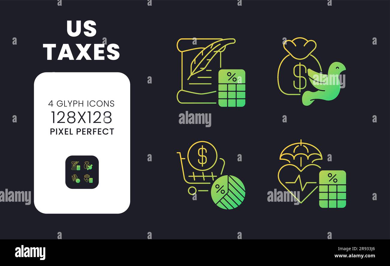 US taxes yellow solid gradient desktop icons Stock Vector
