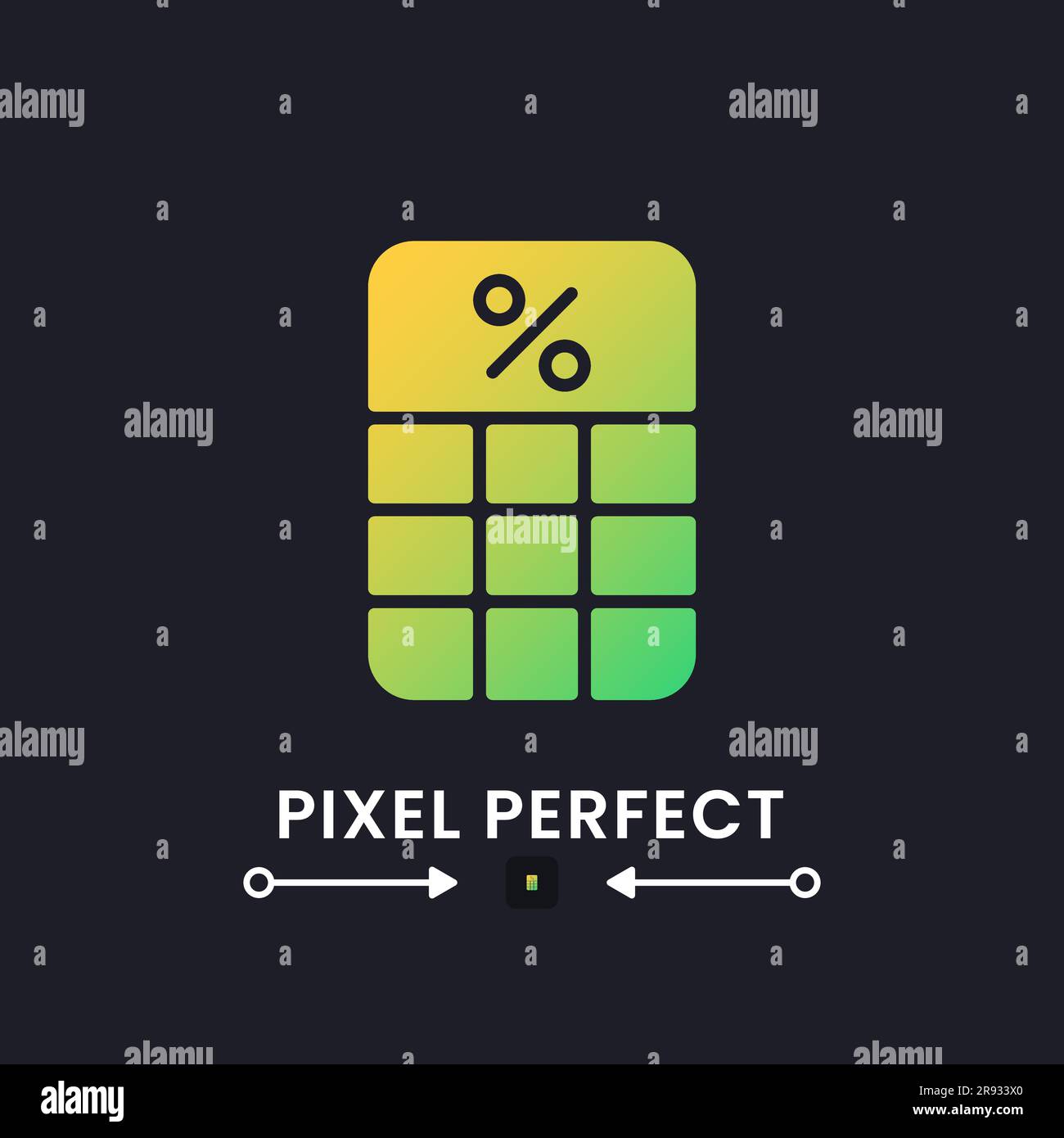 Percentage calculator yellow solid gradient desktop icon on black Stock Vector