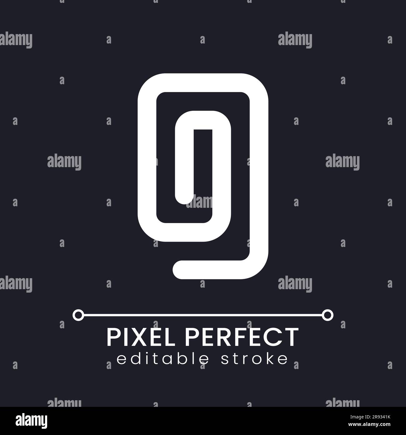 Paperclip pixel perfect white linear ui icon for dark theme Stock Vector
