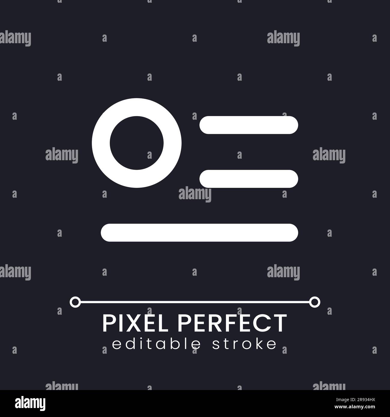 Menu notification pixel perfect white linear ui icon for dark theme Stock Vector