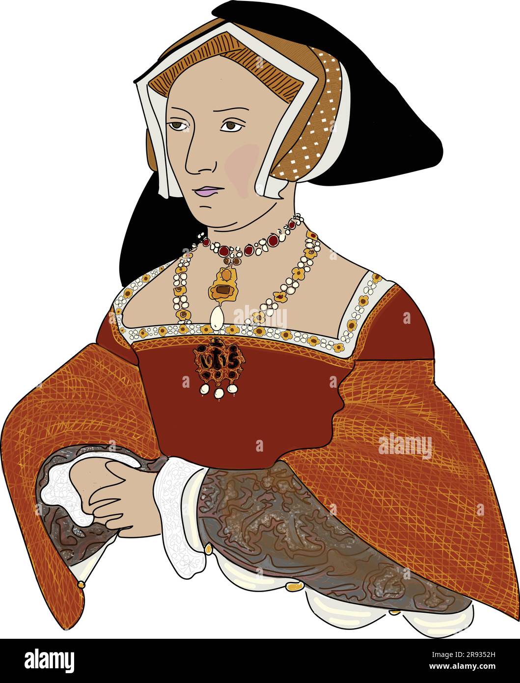 Vector of Jane Seymour, third wife of Henry VIII of England. She was the mother of Edward VI. Stock Vector