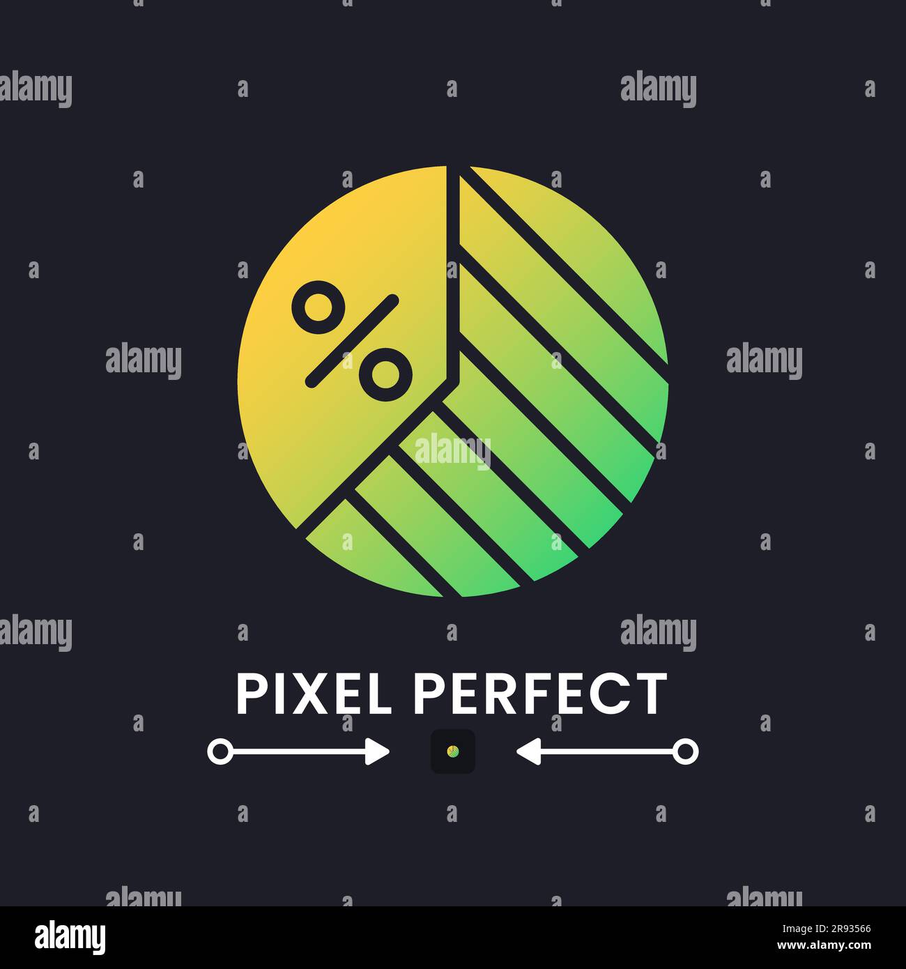 Pie chart yellow solid gradient desktop icon on black Stock Vector