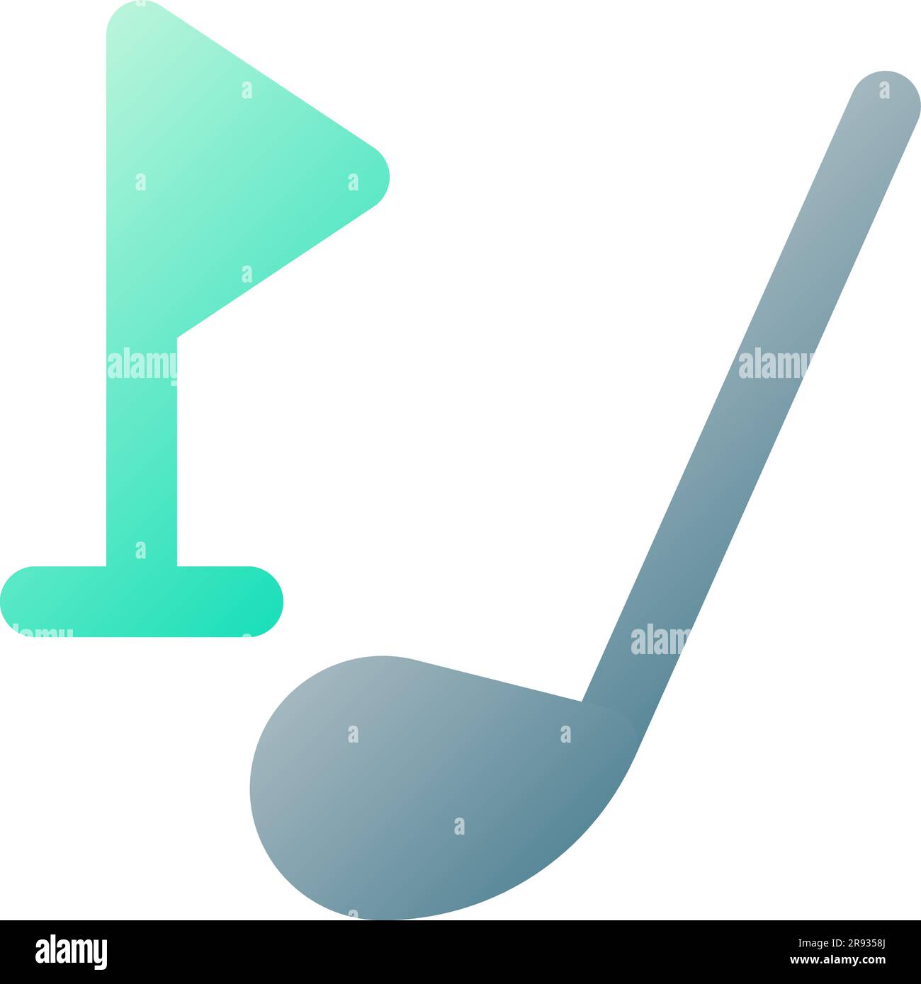 Golf driver and cup tag pixel perfect flat gradient two-color ui icon Stock Vector