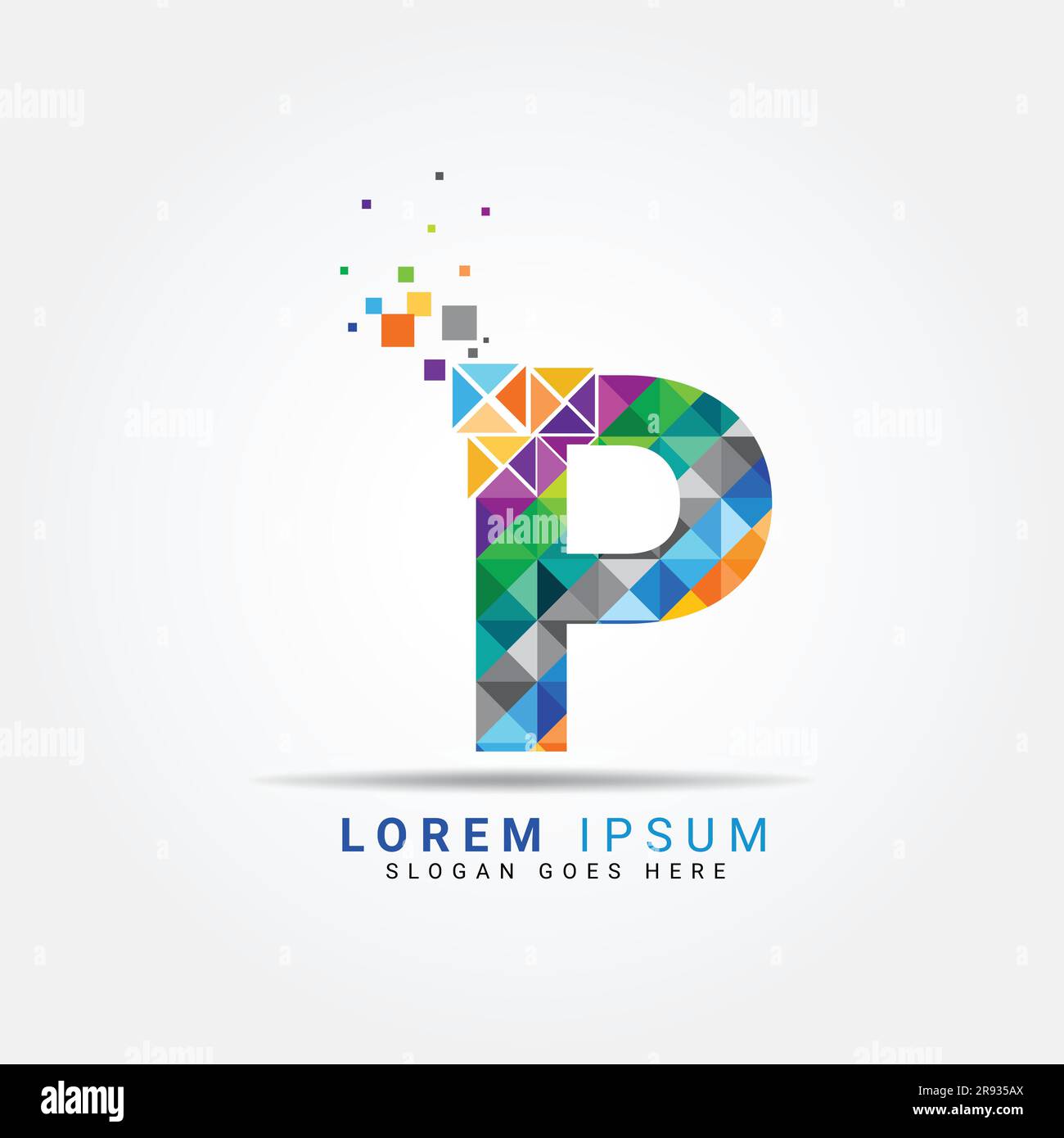 Letter P Modern geometric logo design with multicolor. P logo template
