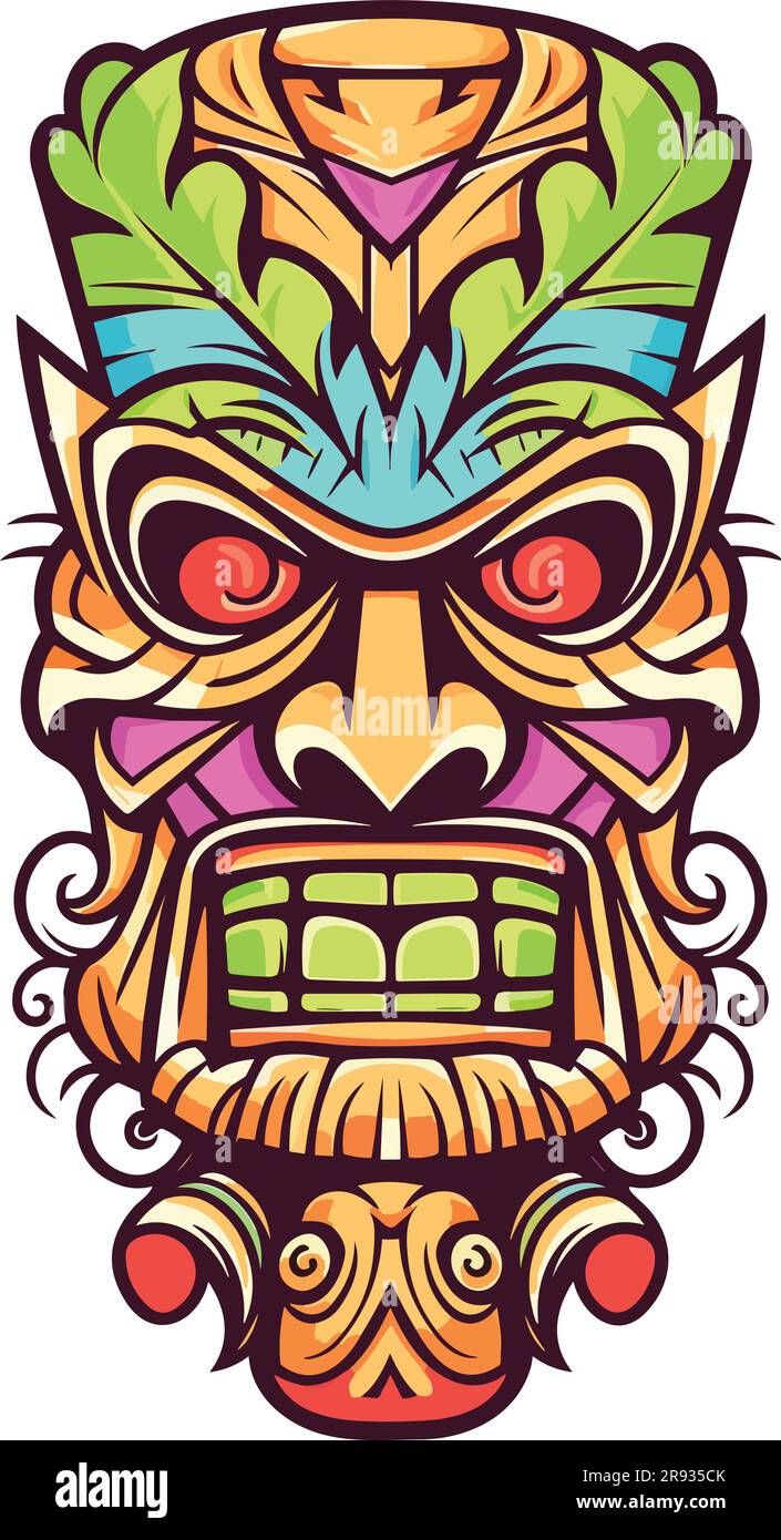 tiki festival, tiki man vector illustration, tiki man art for t-shirt