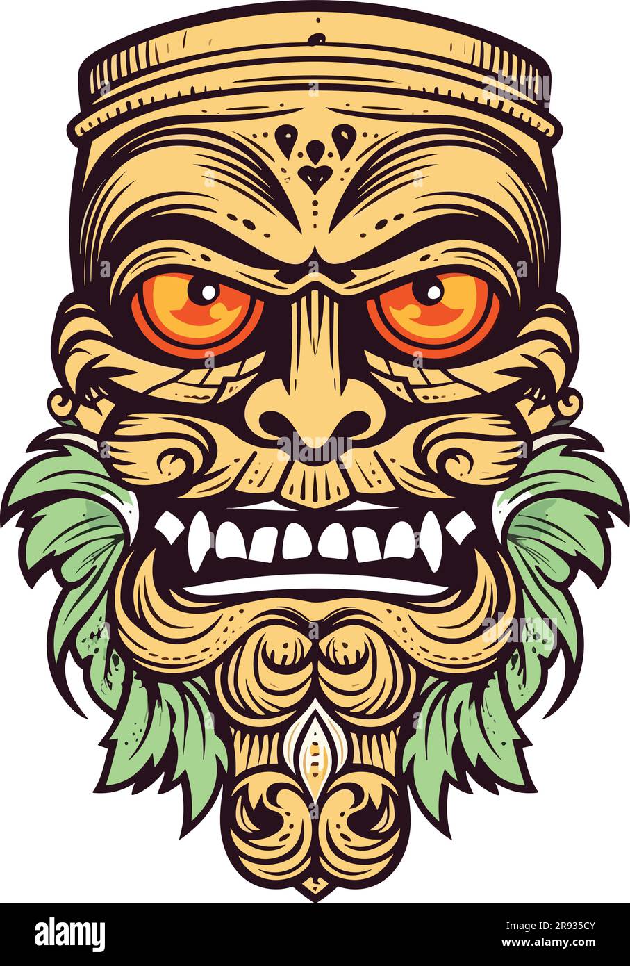 tiki festival, tiki man vector illustration, tiki man art for tshirt