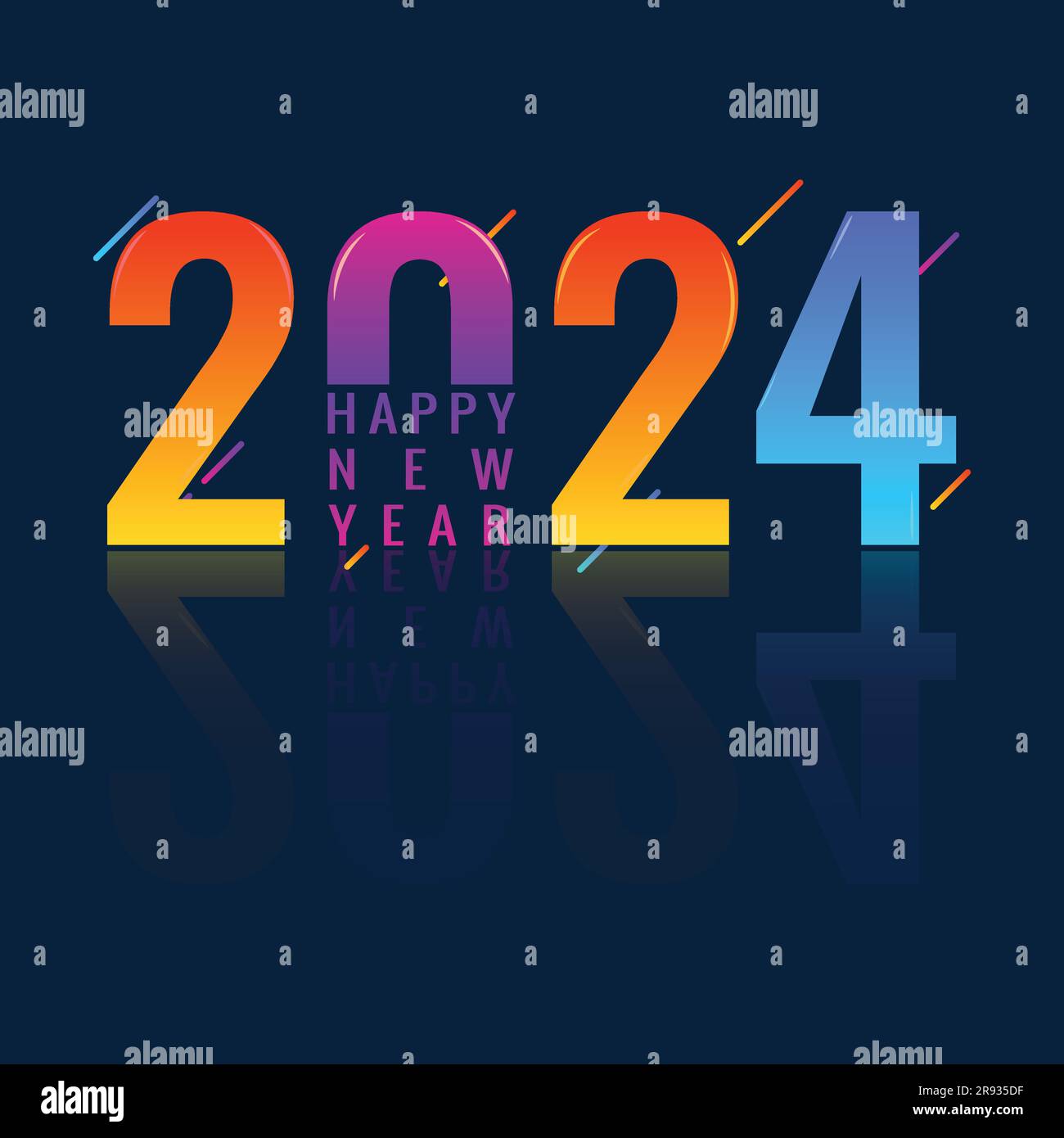 2024 Happy new year colorful number design template. Happy new year