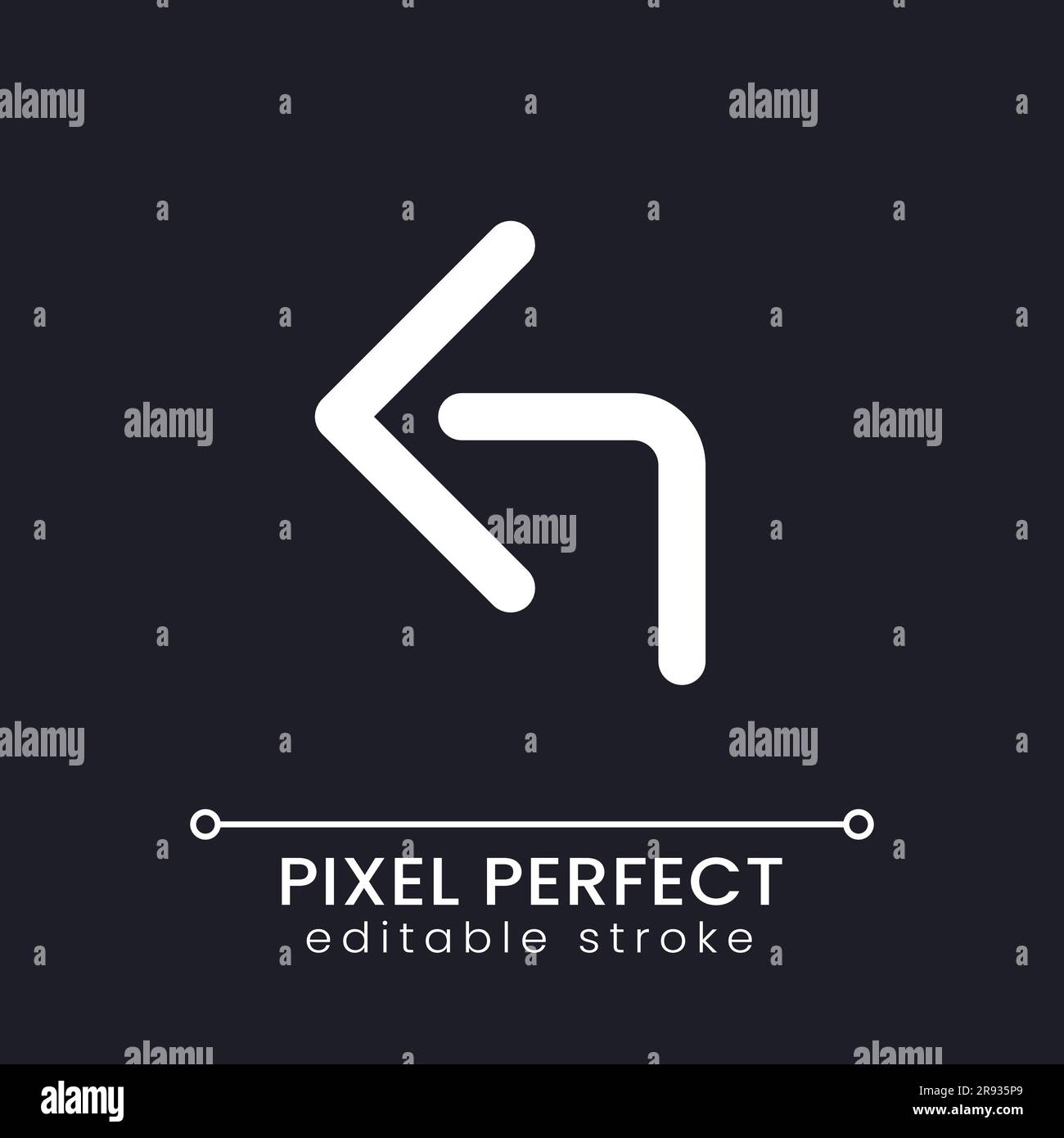 Reply arrow pixel perfect white linear ui icon for dark theme Stock Vector