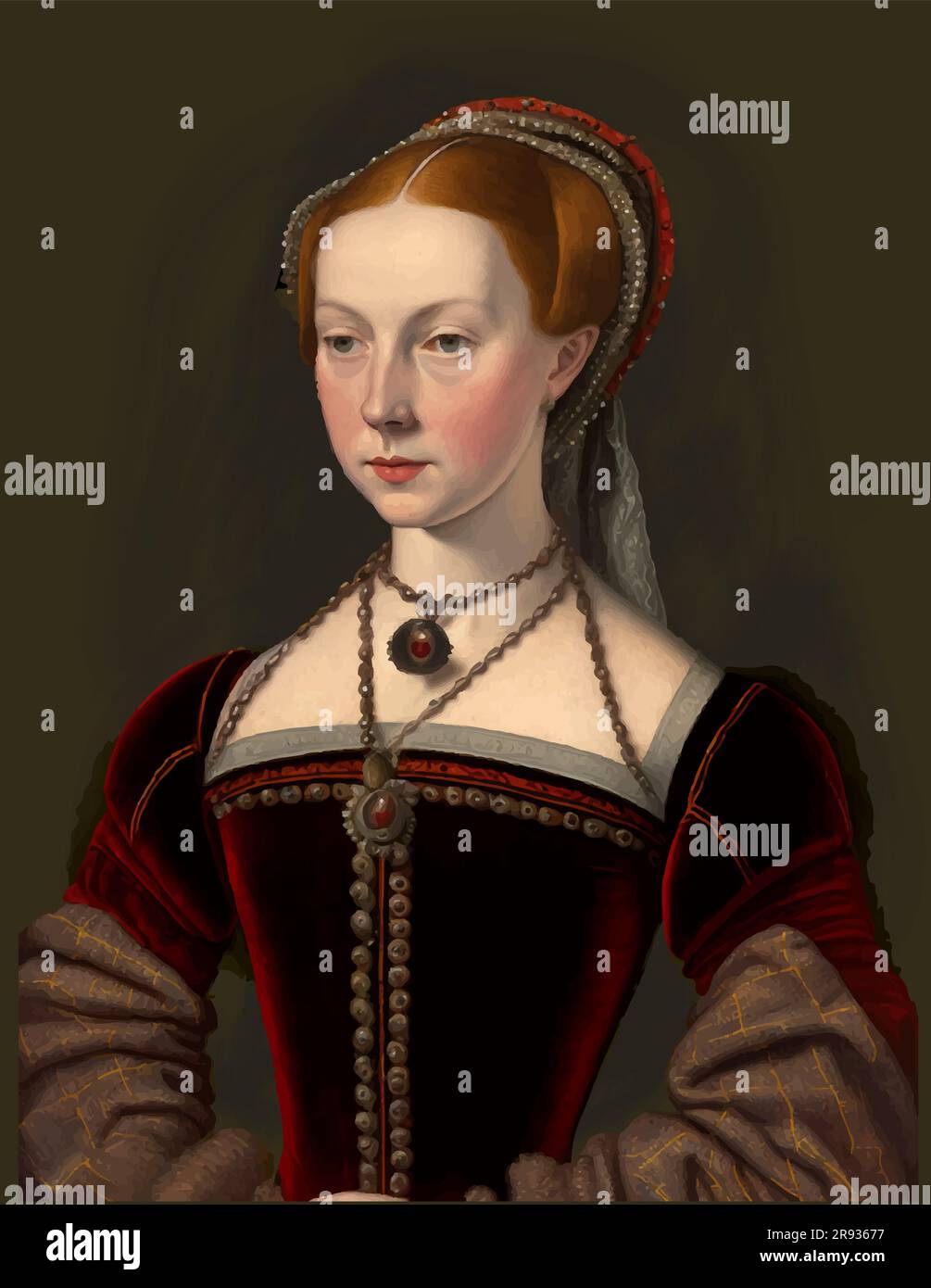 Interpretation of Lady Jane Grey (1537 - 1554), queen for nine days. Stock Vector