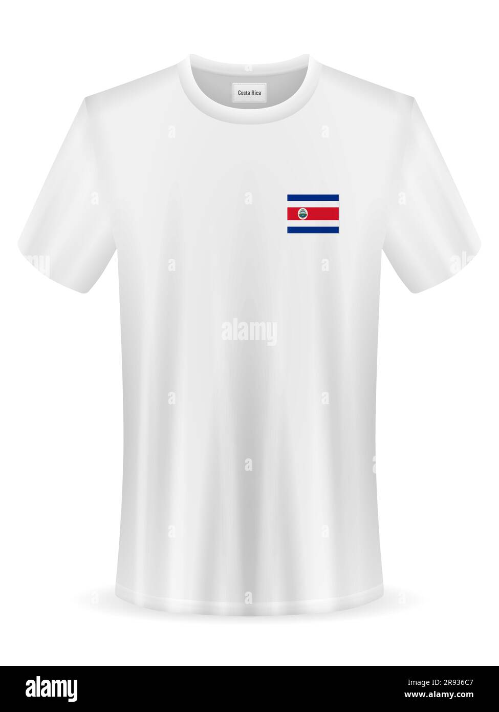 Tshirt with Costa Rica flag on a white background. Vector illustration