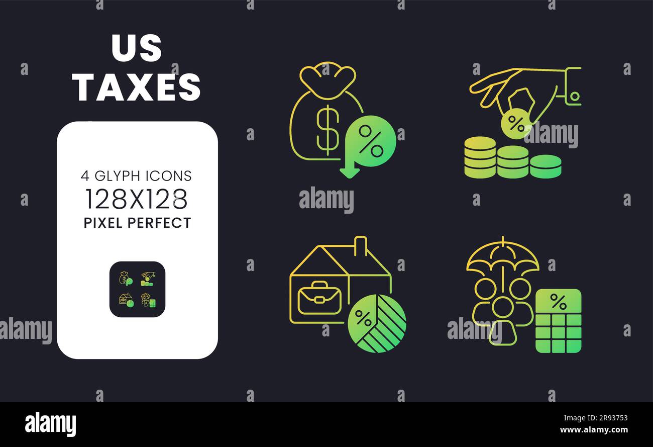US taxes yellow solid gradient desktop icons Stock Vector
