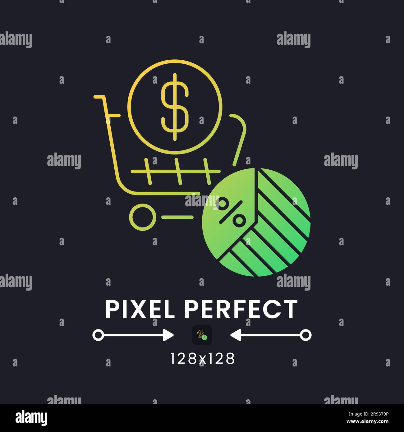 Sales tax yellow solid gradient desktop icon on black Stock Vector