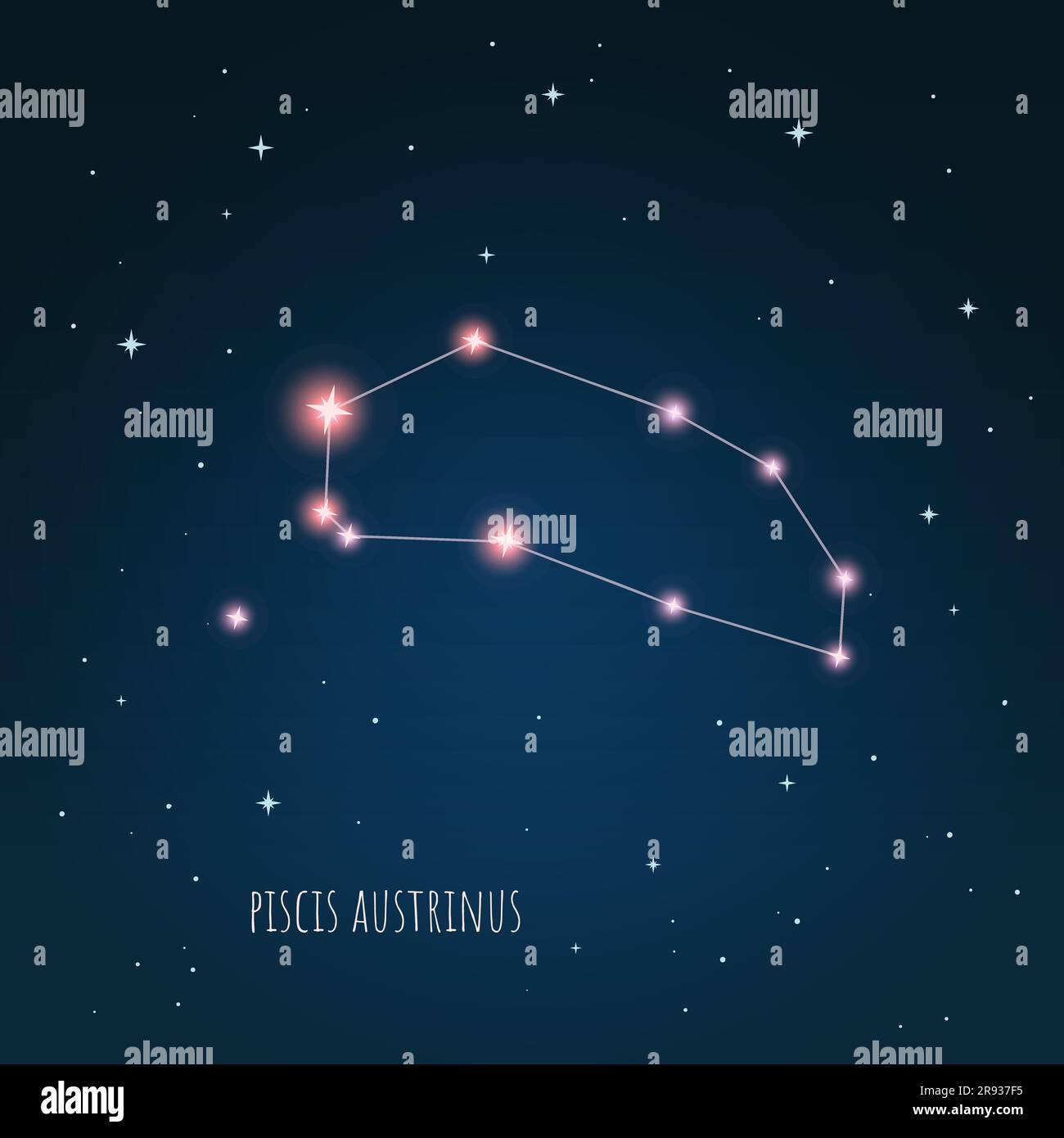 Constellation Piscis Austrinus scheme, starry sky Stock Vector