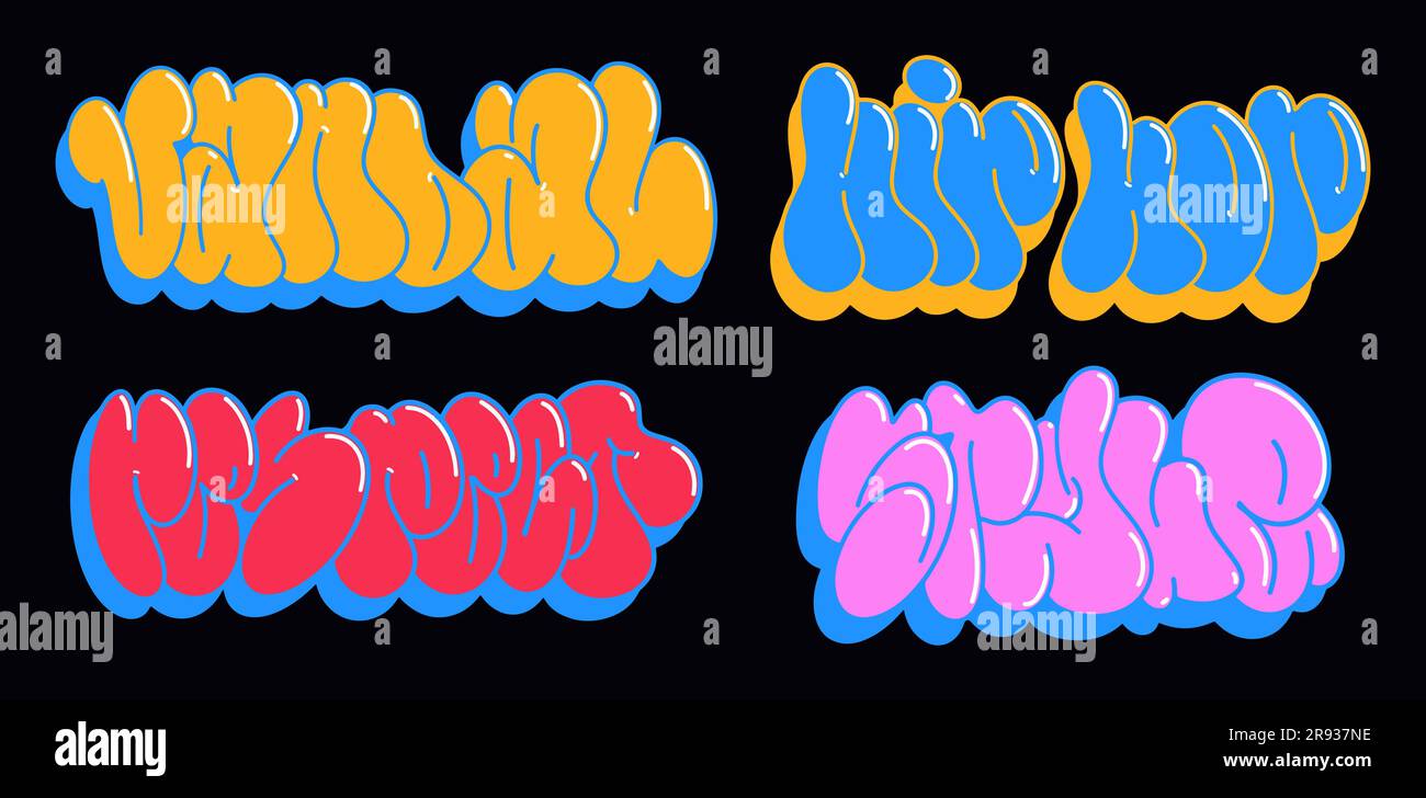 graffiti with letters, bright lettering tags in the style of