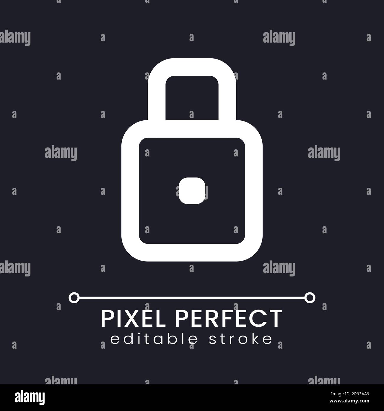 Padlock pixel perfect white linear ui icon for dark theme Stock Vector