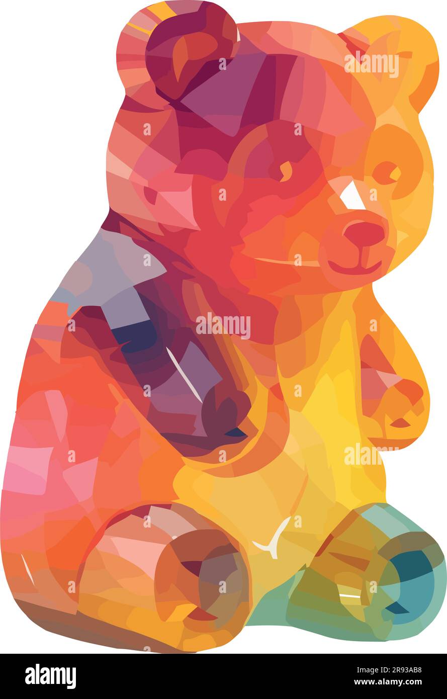 Colored Cartoon Gummy Bear on a White Background Stock Vector