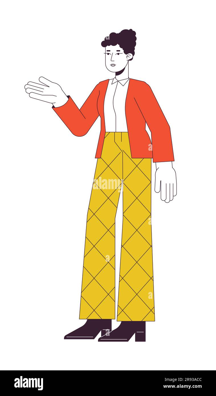 Female assistant manager flat line color vector character Stock Vector ...