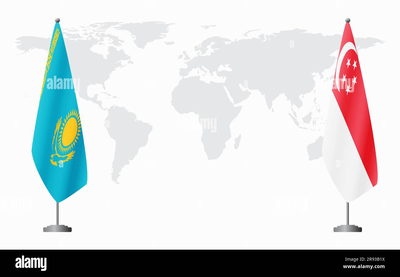 Kazakhstan and Singapore flags for official meeting against background of  world map Stock Vector Image & Art - Alamy