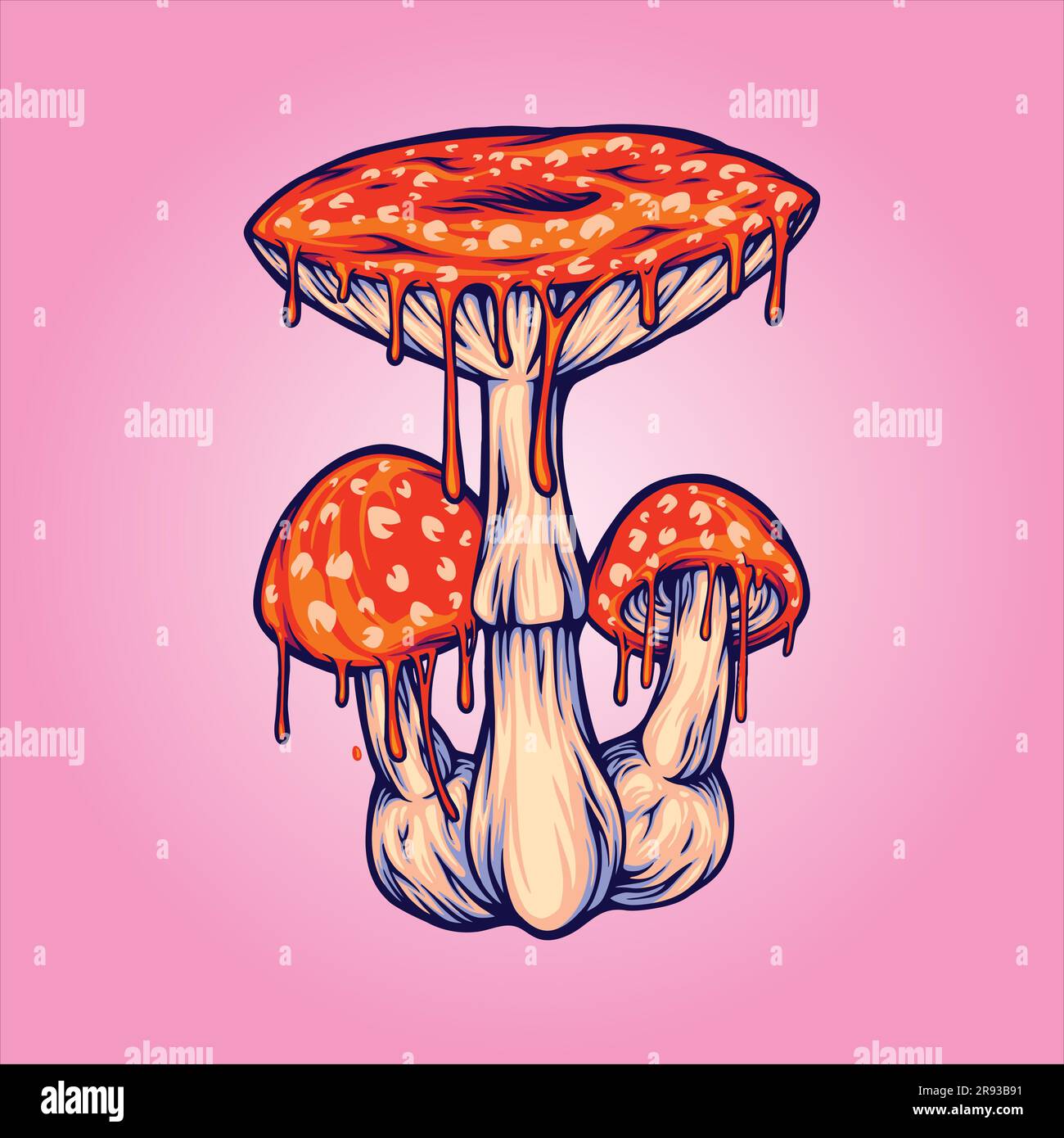 Melting fly amanita mushrooms hallucinogenic spore illustrations vector illustrations for your work logo, merchandise t-shirt, stickers and label desi Stock Vector